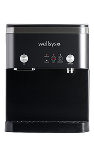 Wellsys i15 countertop ice and water unit, front view; optional stand not shown