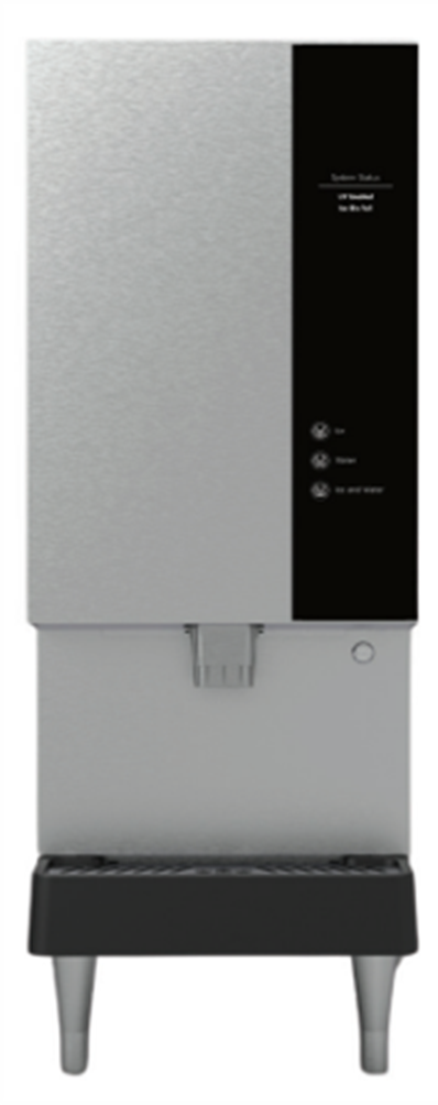 i30 countertop unit with stainless-steel legs, front view; optional cabinet base not shown